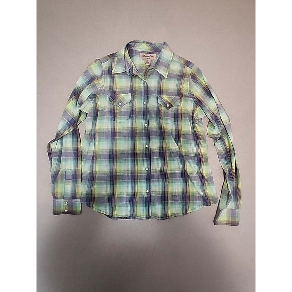 Wrangler Wrancher Women's Snap Front Shirt-Plaid Green-Large